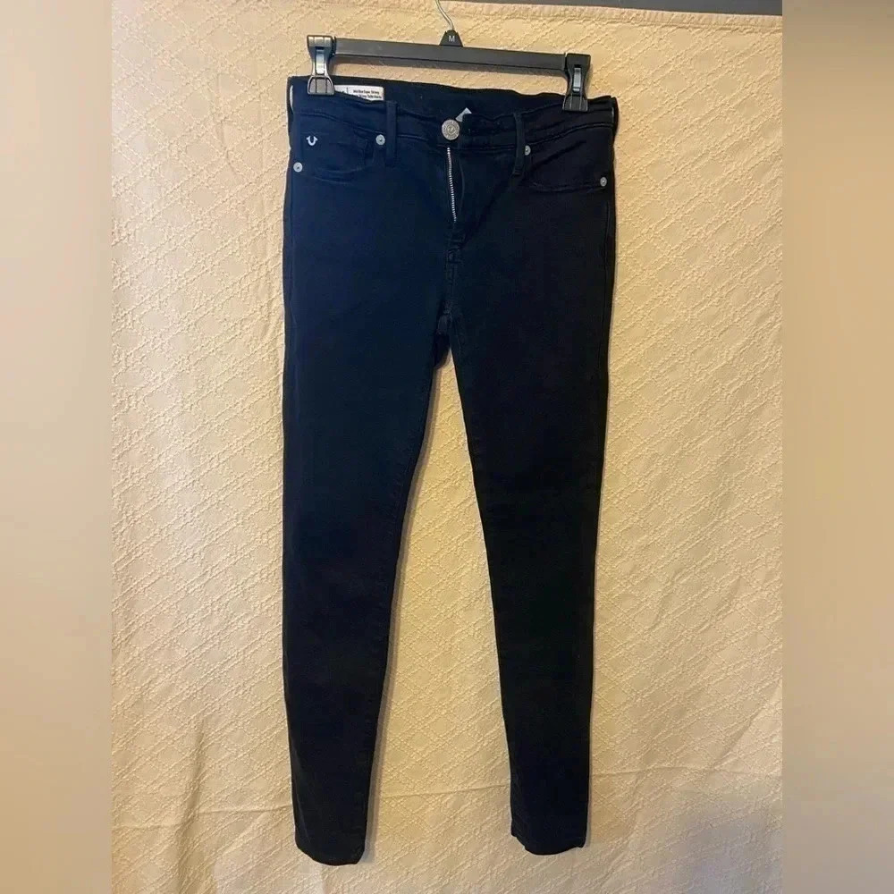 Womens True Religion Taille Haute MID  Rise Super Skinny Size 26 (2) Black